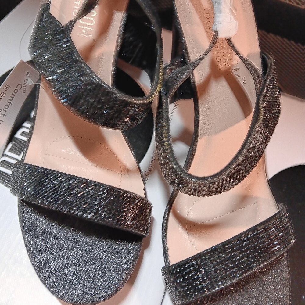 NEW De Blossom Celina 32 black shimmer glitter chunky heel